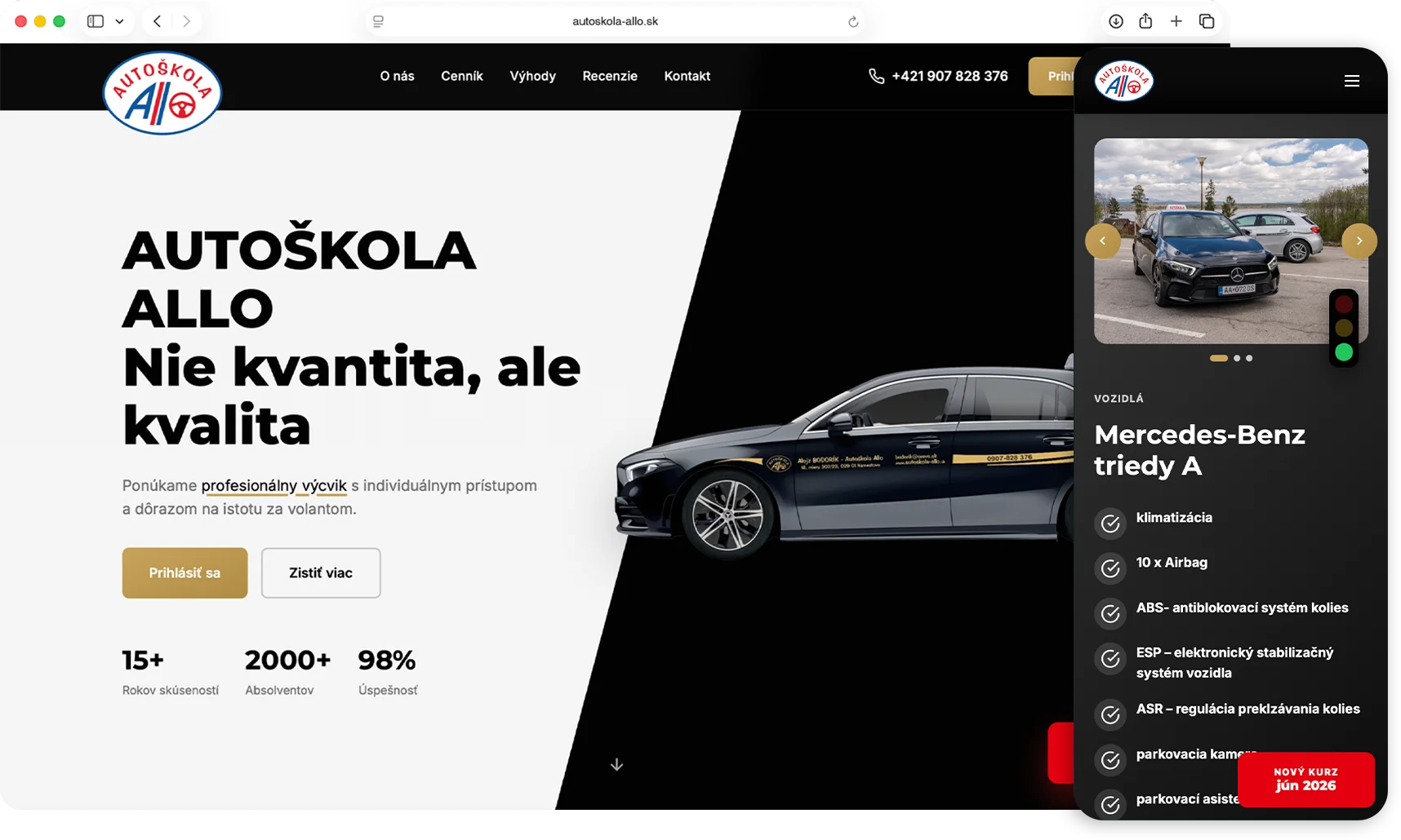 Ukážka webstránky Autoškola Allo